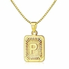 gold initial necklaces for women, letter necklace for women, rectangle necklace with letters p monogram 18k gold plated alhpabets p initial womens pendant necklace