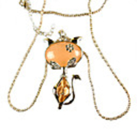 Gold Plated Cat Shape Crystal Alloy Necklace