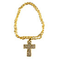 Gold Plated Cross Shape Crystal Alloy Necklace