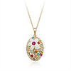 Gold-Plated Crystal Embellished Flower Pendant Necklace