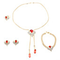 Gold Plated Dependencies Fully-Jewelled Necklace Earring Ring and Bracelet Jewelry Set