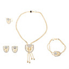 Gold Plated Epaulet White Diamond Necklace Earring Ring and Bracelet Jewelry Set