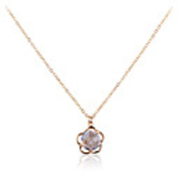 Gold Plated Flower Shaped Crystal Necklace