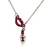 Gold Plated Red Lips And Lipstick Enamel Alloy Necklace