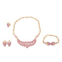 Gold Plated Wintersweet Red Diamond Necklace Earring Ring Bracelet and Jewelry Set