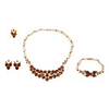 Gold Plated Wintersweet White Diamond Necklace Earring Ring and Bracelet Jewelry Set