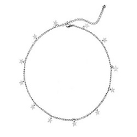 gold star choker necklace for women cute necklace for teen girls trendy star necklace choker adjustable (silver)