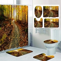 Golden Autumn Woods Pattern PrintingBathroom Shower Curtain Leisure Toilet Four-Piece Design