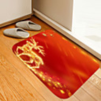 Golden Elk On Red Background Digital Printing Floor Mat Modern Bath Mats Nonwoven Memory Foam Novelty Bathroom