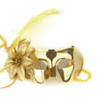 Golden Ostrich Feathers Masquerade Mask