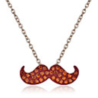 Golden Plated Rhinestone Inlaid Mustache Alloy Necklace(Assorted Colors)
