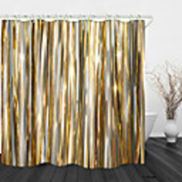 Golden Ribbon Digital Print Waterproof Fabric Shower Curtain for Bathroom Home Decor Covered Bathtub Curtains Liner Includes with Hooks