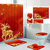 Golden Star Elk Digital Printing Four-piece Set Shower Curtains and Hooks Modern Polyester Machine Made Waterproof Bathroom