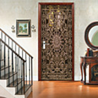 Golden Wrought Iron Door Self-adhesive Creative Door Stickers Living Room DIY Decorative Home Waterproof Wall Stickers