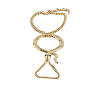 goldtone snake adjustable finger ring and hand chain bracelet