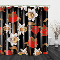 Gorgeous flowers Print Waterproof Fabric Shower Curtain for Bathroom Home Decor Covered Bathtub Curtains Liner Includes with Hooks