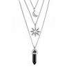 gothic necklaces chakra sun and moon charm pendant multlayered alloy chain choker necklace set gothic jewelry(silver-pentacle pentagram)