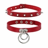 gothic punk red choker set spiker rivet vintage collar alloy double o-ring for cosplay