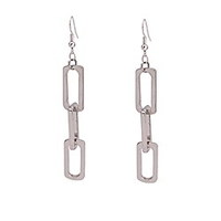 grace jun fashion geometric long iron chian clip on earrins no pierced and pierced earrings for women party prom elegant accessory (silver pierced)