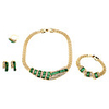 Graceful Rhinestone Jade Green Gem Jewelry Set