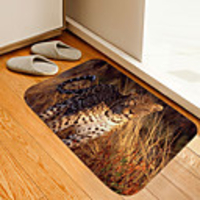 Grass Cheetah Digital Printing Floor Mat Flowers Kitten Girl Modern Bath Mats Nonwoven / Memory Foam Novelty Bathroom