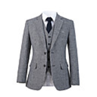 Gray houndstooth tweed wool custom suit
