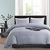 Gray Strip Print Botanical 3 Pieces Bedding Set Duvet Cover Set Modern Comforter Cover Ultra Soft Hypoallergenic Microfiber and Easy Care(Include 1 Duvet Cover and 1 or2 Pillowcases)