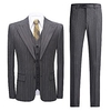 Gray Striped Standard Fit Polyester Suit - Slim Peak Single Breasted Two-buttons miniinthebox