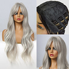 Gray Wigs for Women Long Grey Ombre Wavy Wigs for Women Bangs Synthetic Wigs for Black Women Afro Heat Resistant Natural Hair Wig miniinthebox