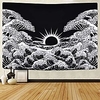 great wave kanagawa tapestry,  wave tapestries with sunrise tapestry black and white waves tapestry wall hanging for room miniinthebox
