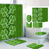 Green Clover Digital Printing Four-piece Set Shower Curtains and Hooks Modern Polyester Machine Made Waterproof Bathroom