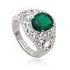 Green Crystal Inlaid Hollow Ring