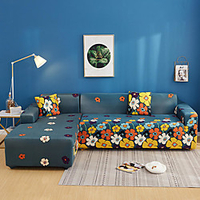 Green Floral Print Dustproof All-powerful Slipcovers Stretch L Shape Sofa Cover Super Soft Fabric Couch Cover Sofa Furniture Protector with One Free Boster Case miniinthebox