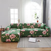 Green Floral Print Dustproof All-powerful Slipcovers Stretch L Shape Sofa Cover Super Soft Fabric Couch Cover Sofa Furniture Protector with One Free Boster Case miniinthebox