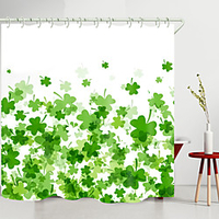Green Ginkgo Leaves Digital Printing Shower Curtain Shower Curtains Hooks Modern Polyester New Design