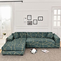 Green Grid Print Dustproof All-powerful Slipcovers Stretch L Shape Sofa Cover Super Soft Fabric Couch Cover Sofa Furniture Protector with One Free Boster Case miniinthebox