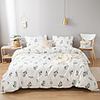 Green Leaf Print White Botanical 3 Pieces Bedding Set Duvet Cover Set Modern Comforter Cover Ultra Soft Hypoallergenic Microfiber and Easy Care(Include 1 Duvet Cover and 1 or2 Pillowcases)