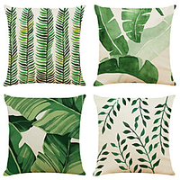 Green Leaves Double Side Cushion Cover 4PC Soft Decorative Square Throw Pillow Cover Cushion Case Pillowcase for Bedroom Livingroom Superior Quality Machine Washable Indoor Cushion for Sofa Couch Bed Chair miniinthebox