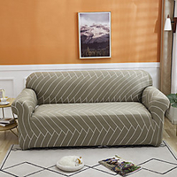 Green Line 1-Piece Sofa Cover Couch Cover Furniture Protector Soft Stretch Slipcover Spandex Jacquard Fabric Super Fit for 1~4 Cushion Couch and L Shape Sofa, Easy to Install(1 Free Cushion Cover)