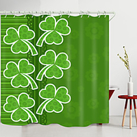 Green Love Clover Digital Printing Shower Curtain Shower Curtains Hooks Modern Polyester New Design