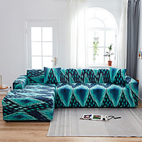 Green Print Dustproof All-powerful Slipcovers Stretch L Shape Sofa Cover Super Soft Fabric Couch Cover Sofa Furniture Protector with One Free Boster Case miniinthebox