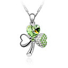 Green Shining Crystal And Platinum Plated Alloy Clover Shaped Pendant Necklace