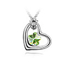 Green Shining Crystal And Platinum Plated Alloy Heart Shaped Pendant Necklace
