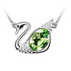 Green Shining Crystal And Platinum Plated Alloy Swan Shaped Pendant Necklace
