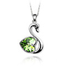 Green Shining Crystal And Platinum Plated Alloy Swan Shaped Pendant Necklace