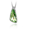 Green Shining Crystal And Platinum Plated Alloy Teardrop Shaped Pendant Necklace