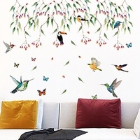 Green Tree Branches Hummingbird Childrens Bedroom Background Decoration Can Be Removed Stickers miniinthebox