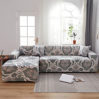 Grey Luxury Print Dustproof All-powerful Slipcovers Stretch L Shape Sofa Cover Super Soft Fabric Couch Cover Sofa Furniture Protector with One Free Boster Case miniinthebox