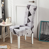 Grey Marbling Print Super Soft Chair Cover Stretch Removable Washable Dining Room Chair Protector Slipcovers Home Decor Dining Room Seat Cover miniinthebox