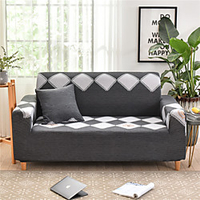 Grey Rhombus Print Dustproof All-powerful Slipcovers Stretch Sofa Cover Super Soft Fabric Couch Cover with One Free Boster Case(Chair/Love Seat/3 Seats/4 Seats) miniinthebox